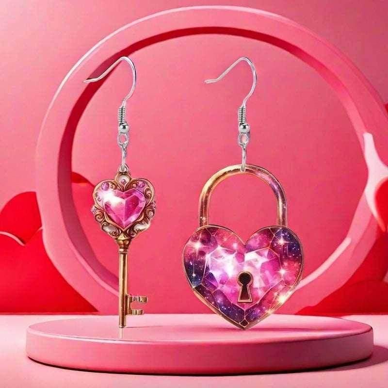 Romantic Heart Lock Key Earrings - Shop Now! - ZA-Zola