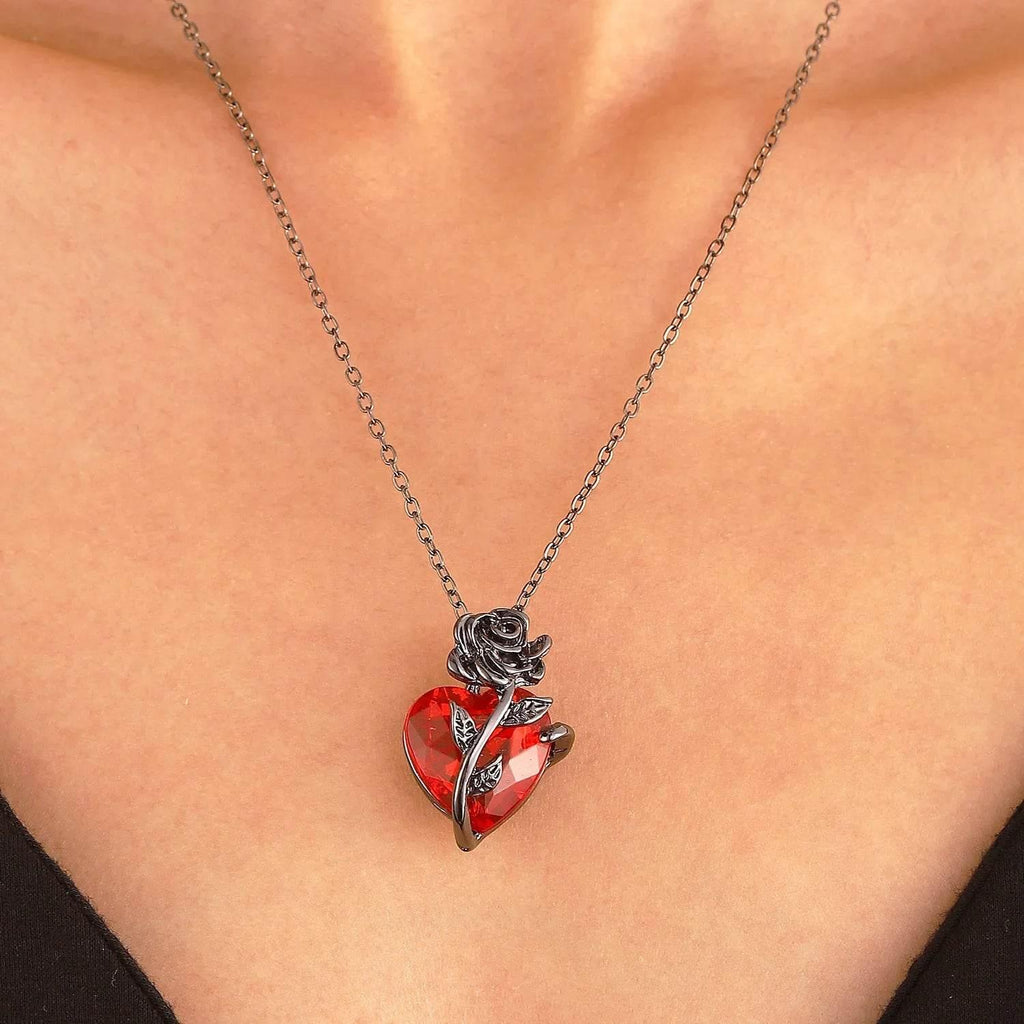 Shop Punk Rose Heart Necklace – Perfect Gift Today! - ZA-Zola