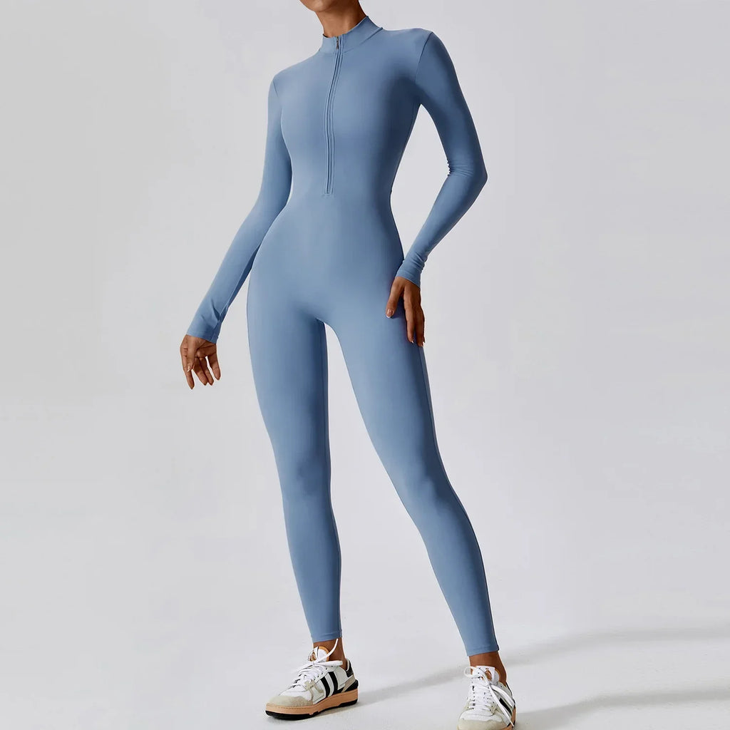 Women Zipper Yoga Jumpsuit Long Sleeve Sportswear - ZA-Zola