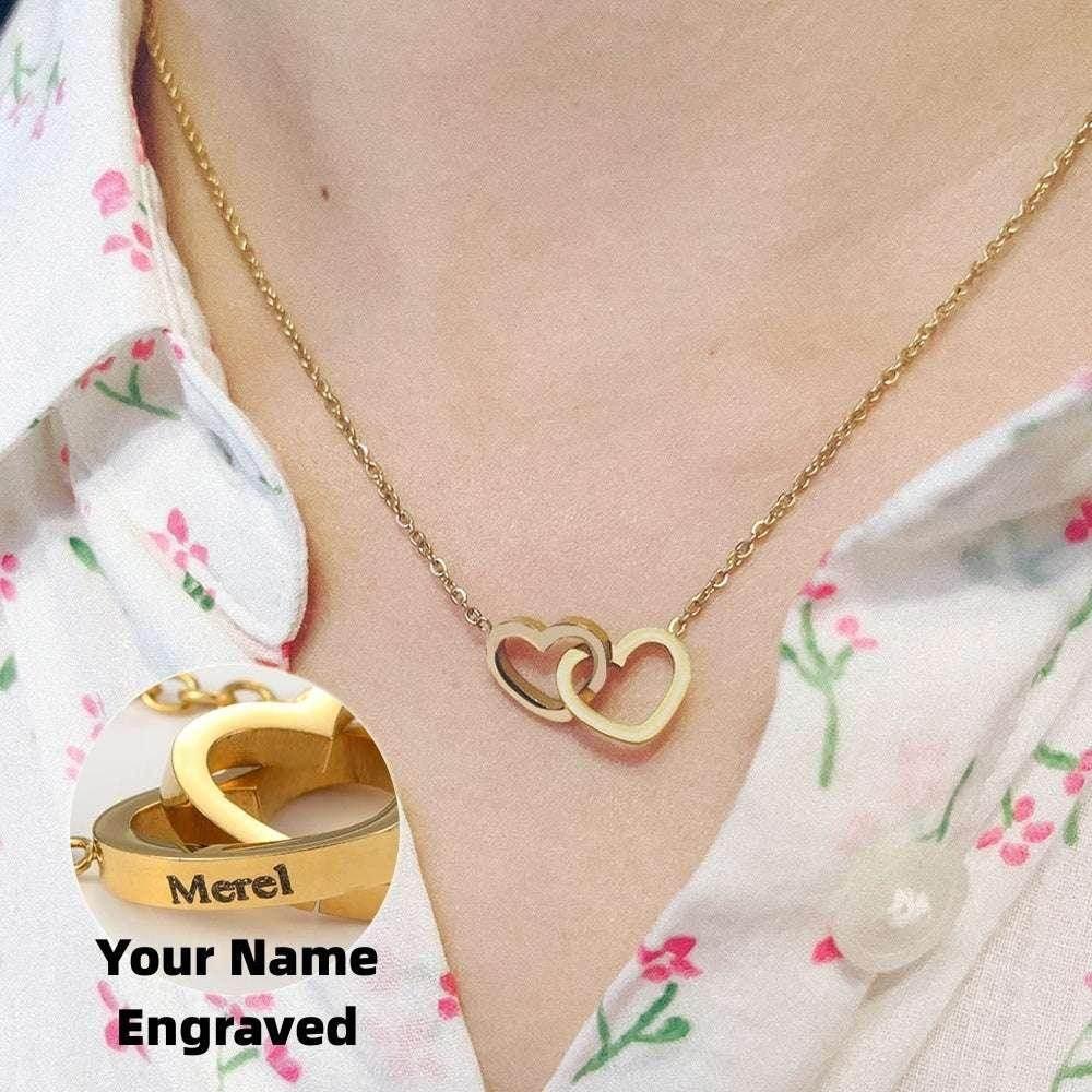 Custom Double Heart Name Necklace – Personalized Gift for Women - ZA-Zola