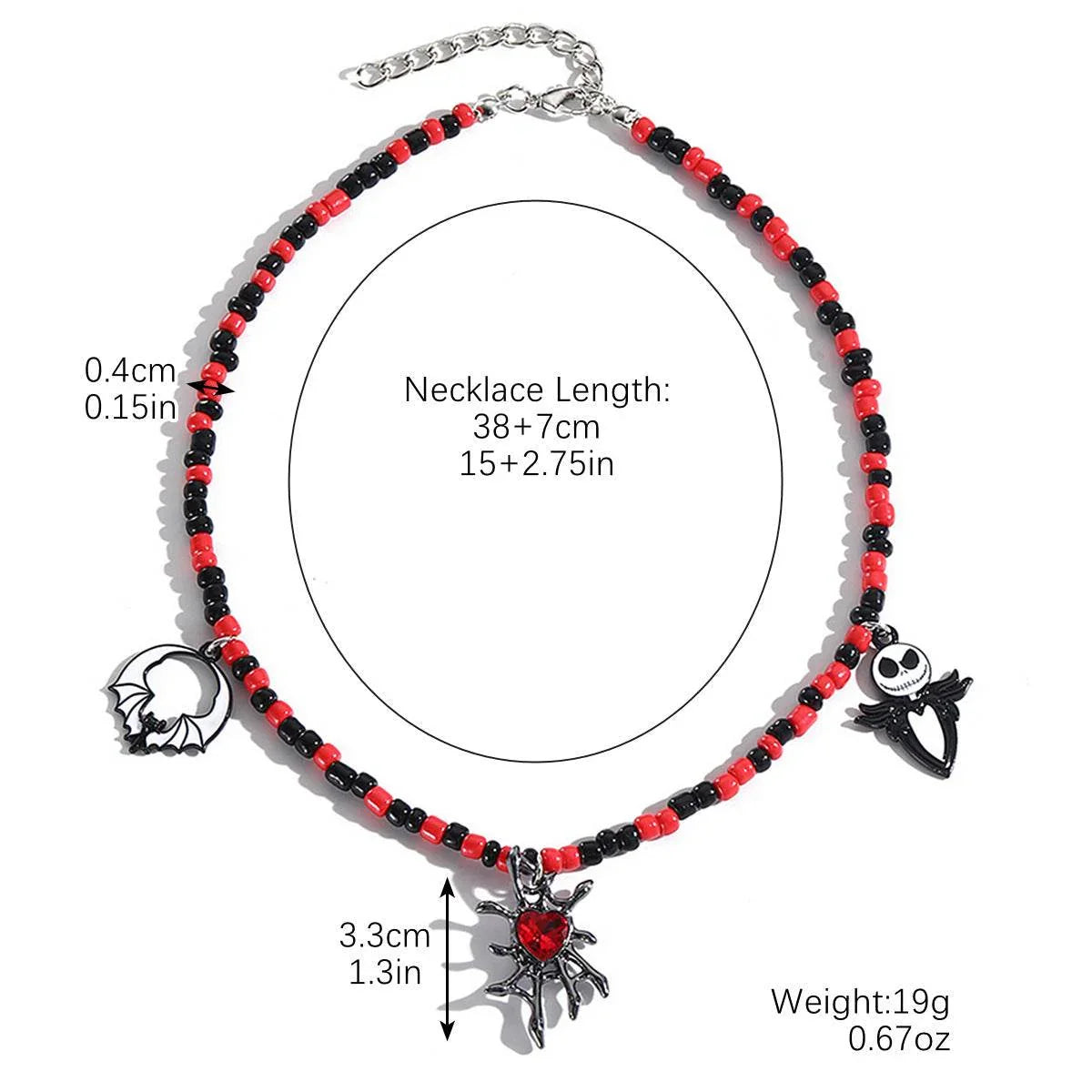 ZA-Zola Halloween Bat Ghost Skull Necklace - ZA-Zola