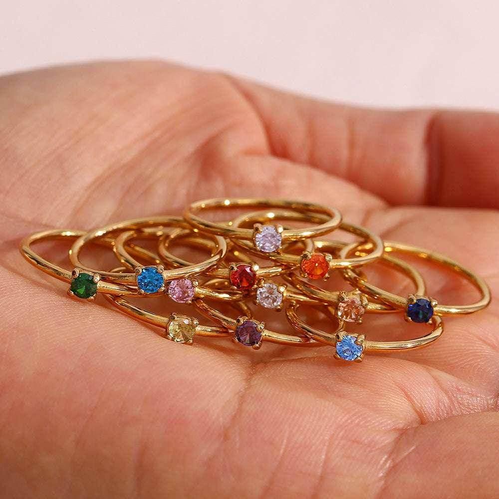 Elegant Light Luxury Zircon Birthday Ring Women - ZA-Zola