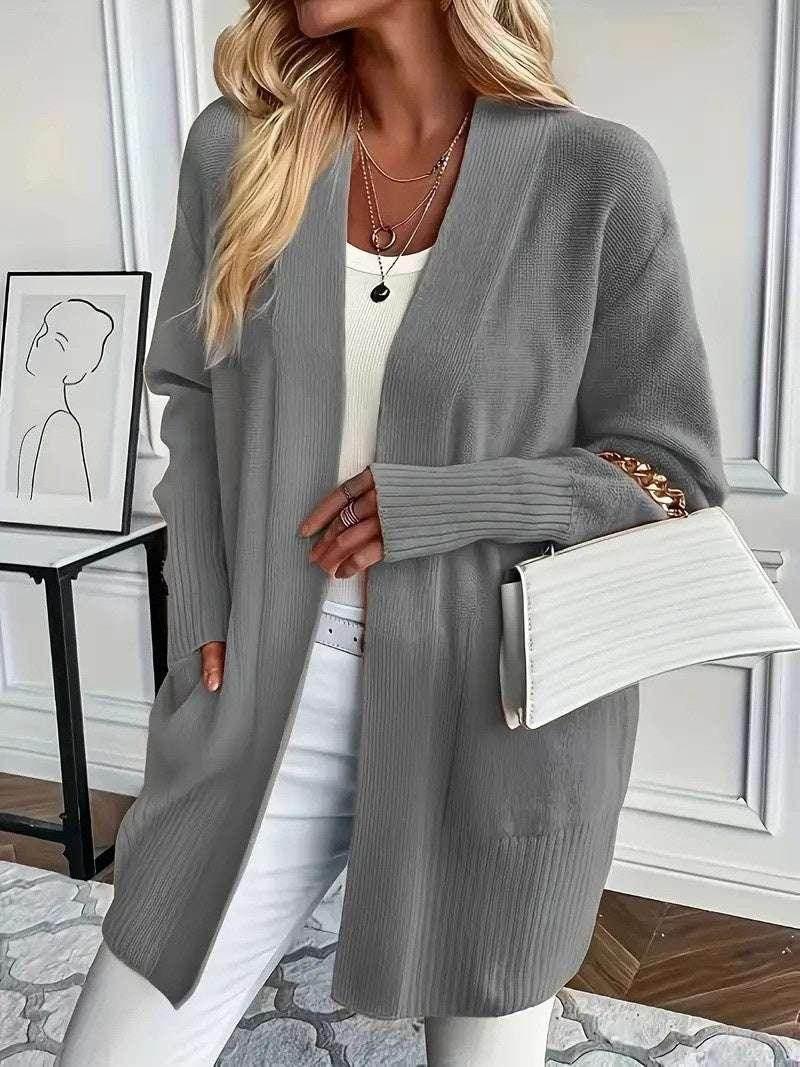 Plus Size Solid Knit Casual Cardigan Women - ZA-Zola