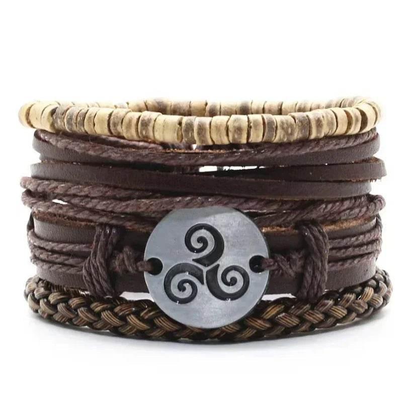 Men’s Vintage Braided Leather Bracelet - ZA-Zola