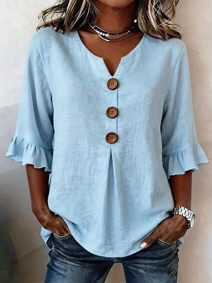 Ruffled V-Neck Summer Top | Women’s Casual Wear