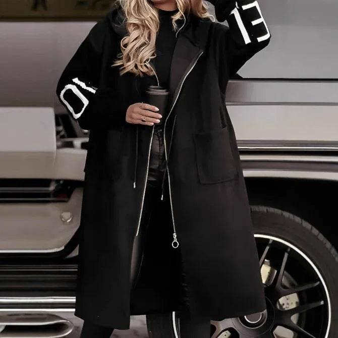 Hooded Windbreaker Long Jacket with Pockets for Women - ZA-Zola