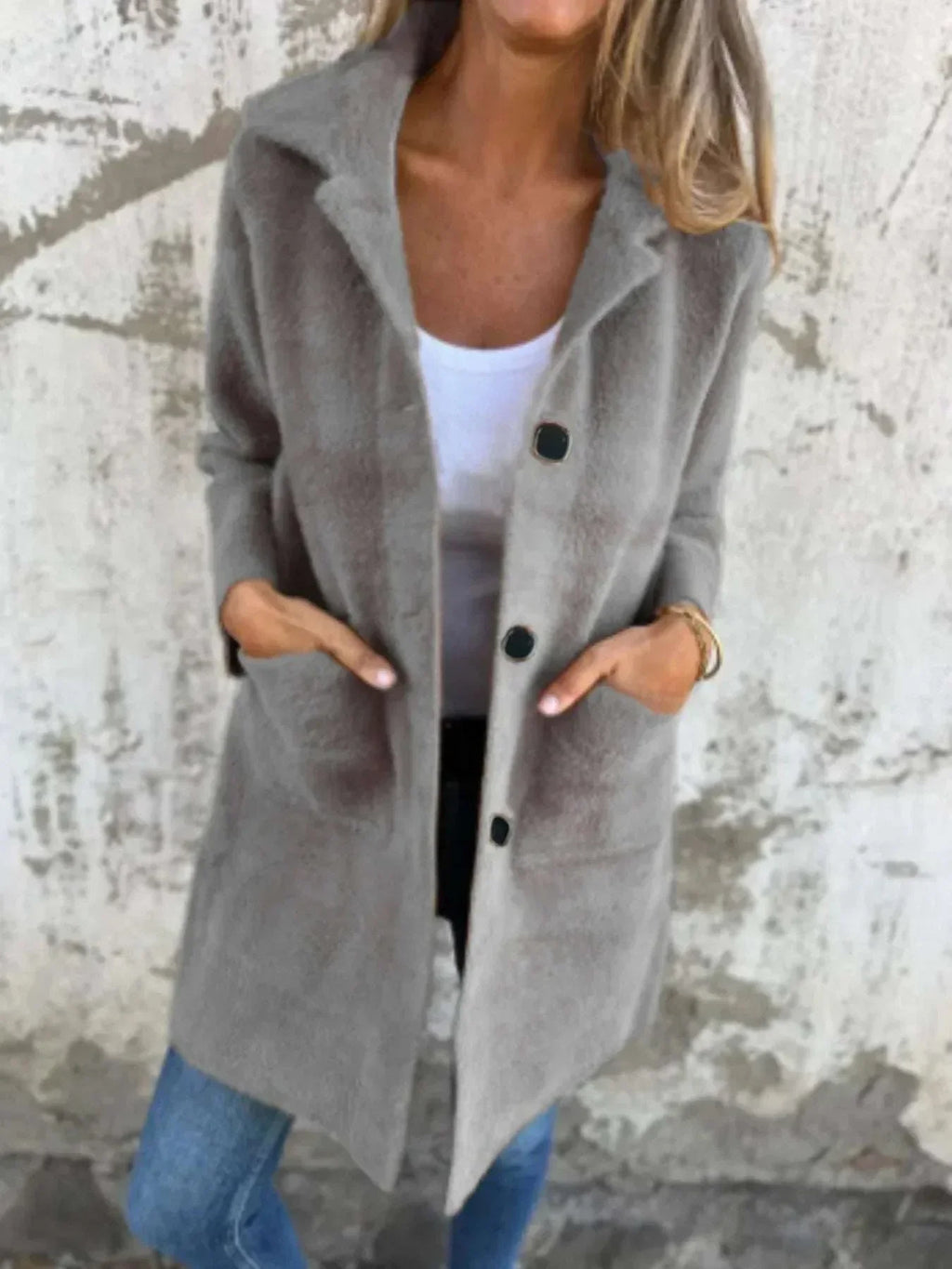 Women Mid Length Coat – Polo Collar Winter Style - ZA-Zola