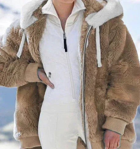Plush Hooded Jacket Women Winter Street Style - ZA-Zola