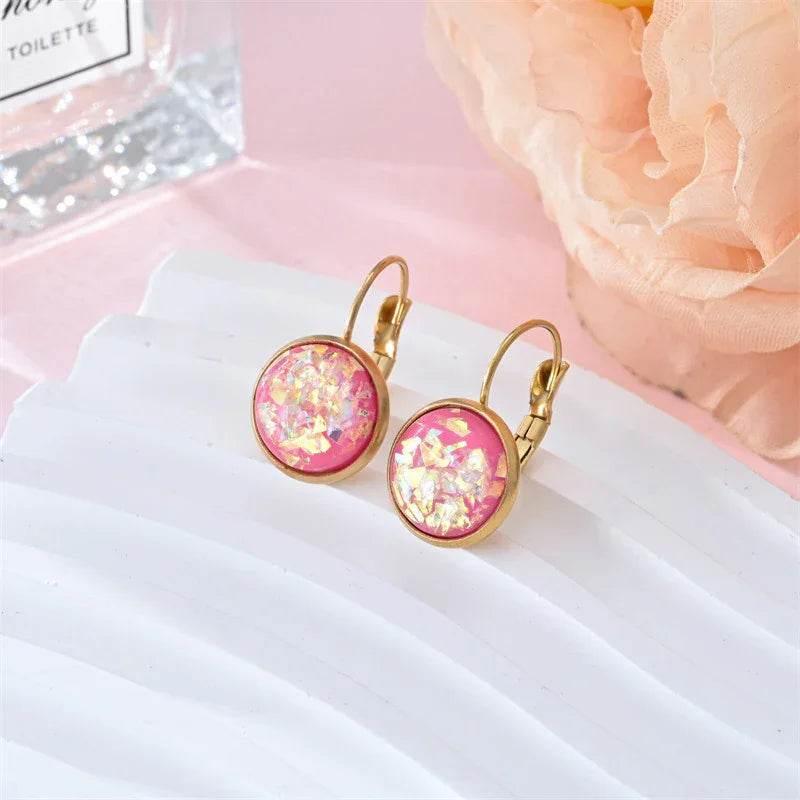 Sequin Rhinestone Stainless Steel Earrings - ZA-Zola