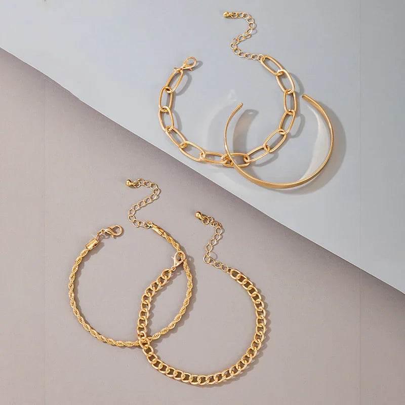 Gold Thick Chain Bracelet Set | Bold & Minimalist Jewelry - ZA-Zola