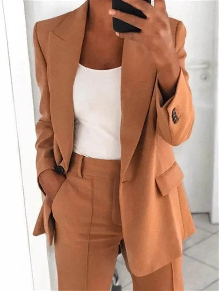 Slim Blazer & Pocket Trousers Set for Women - ZA-Zola