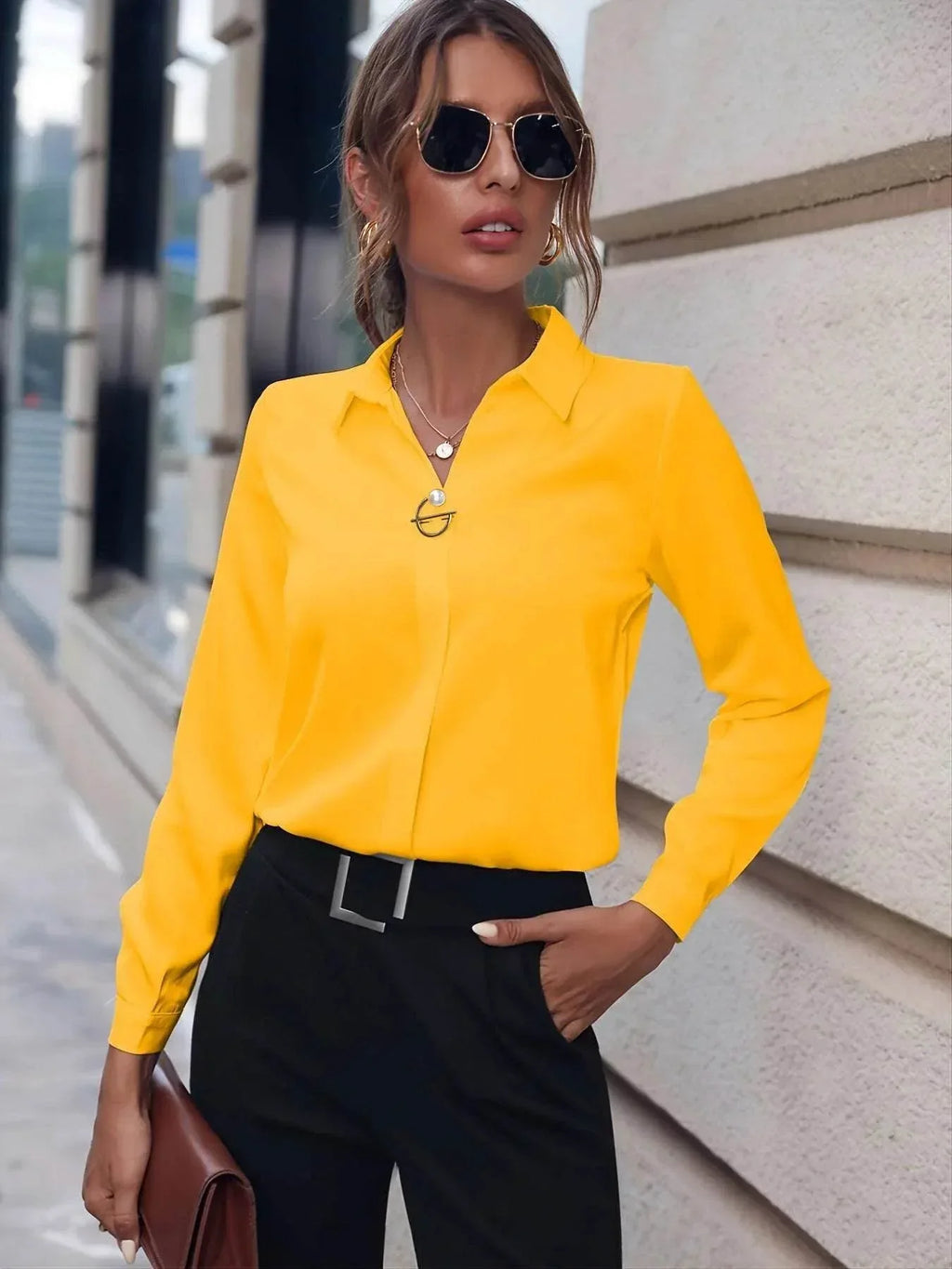 Commuter Solid Color Shirt – Elegant & Versatile Fit - ZA-Zola