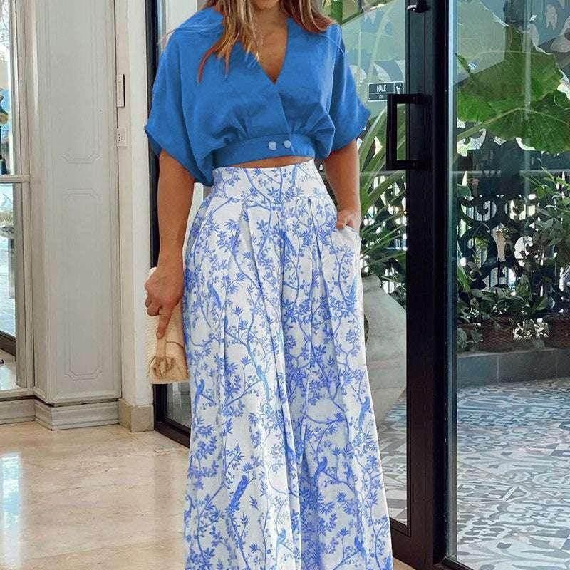 Printed Wide Leg Pants Set – Urban Street Style - ZA-Zola