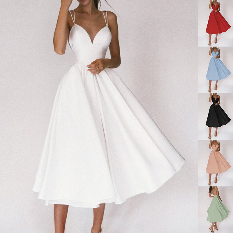White dress with multiple color options displayed on a white background