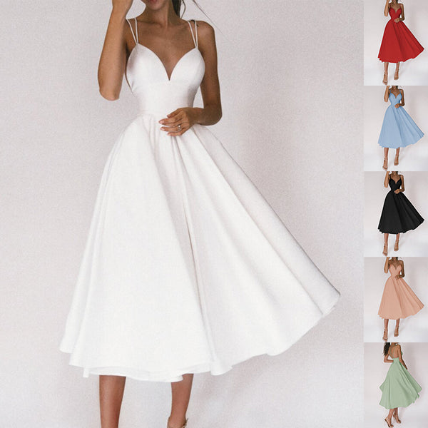 White dress with multiple color options displayed on a white background