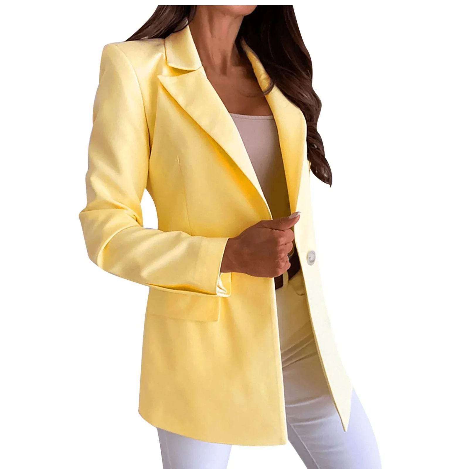 Slim Fit Women's Single Button Blazer Jacket - ZA-Zola