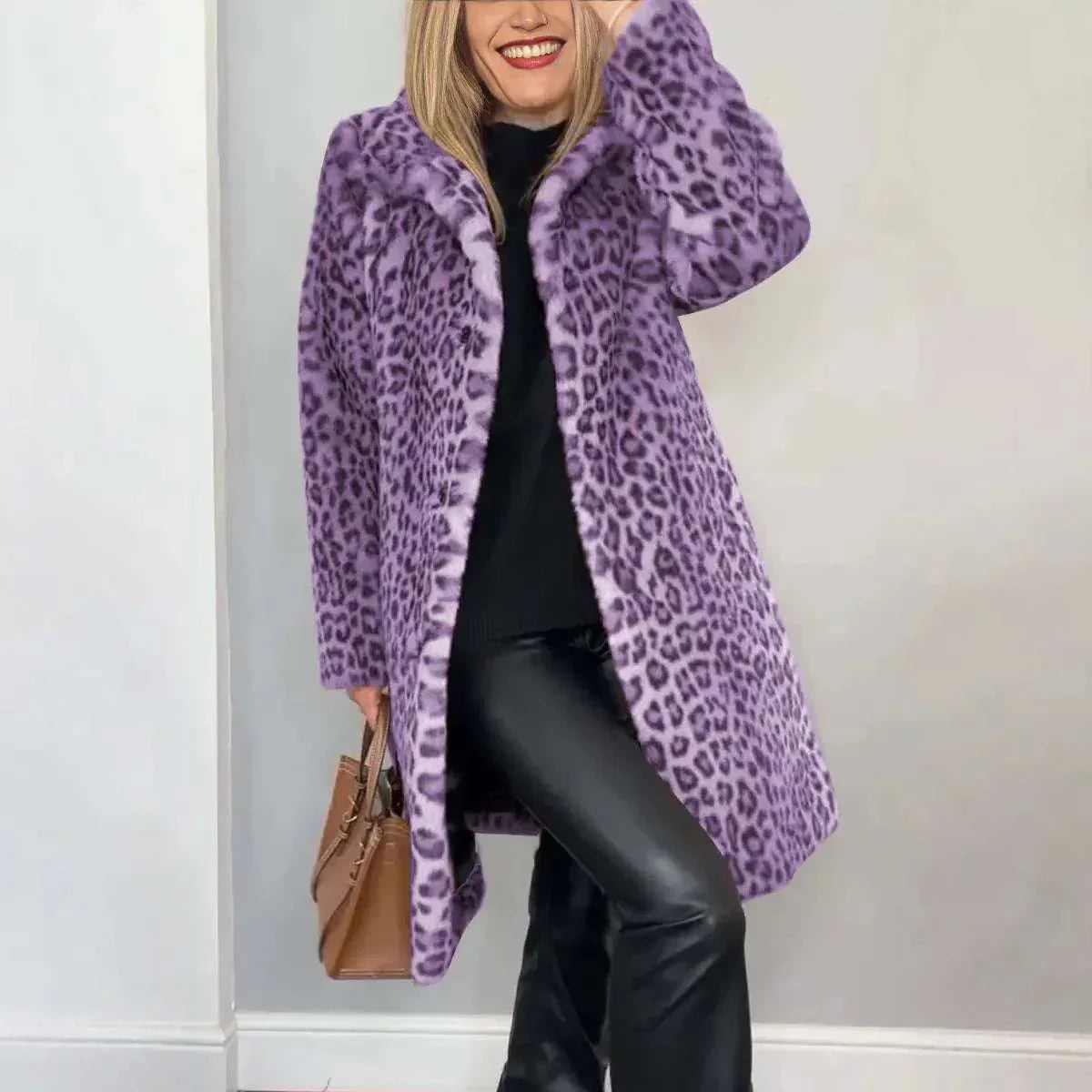 Leopard Print Plush Coat Mid-Length Winter Style - ZA-Zola