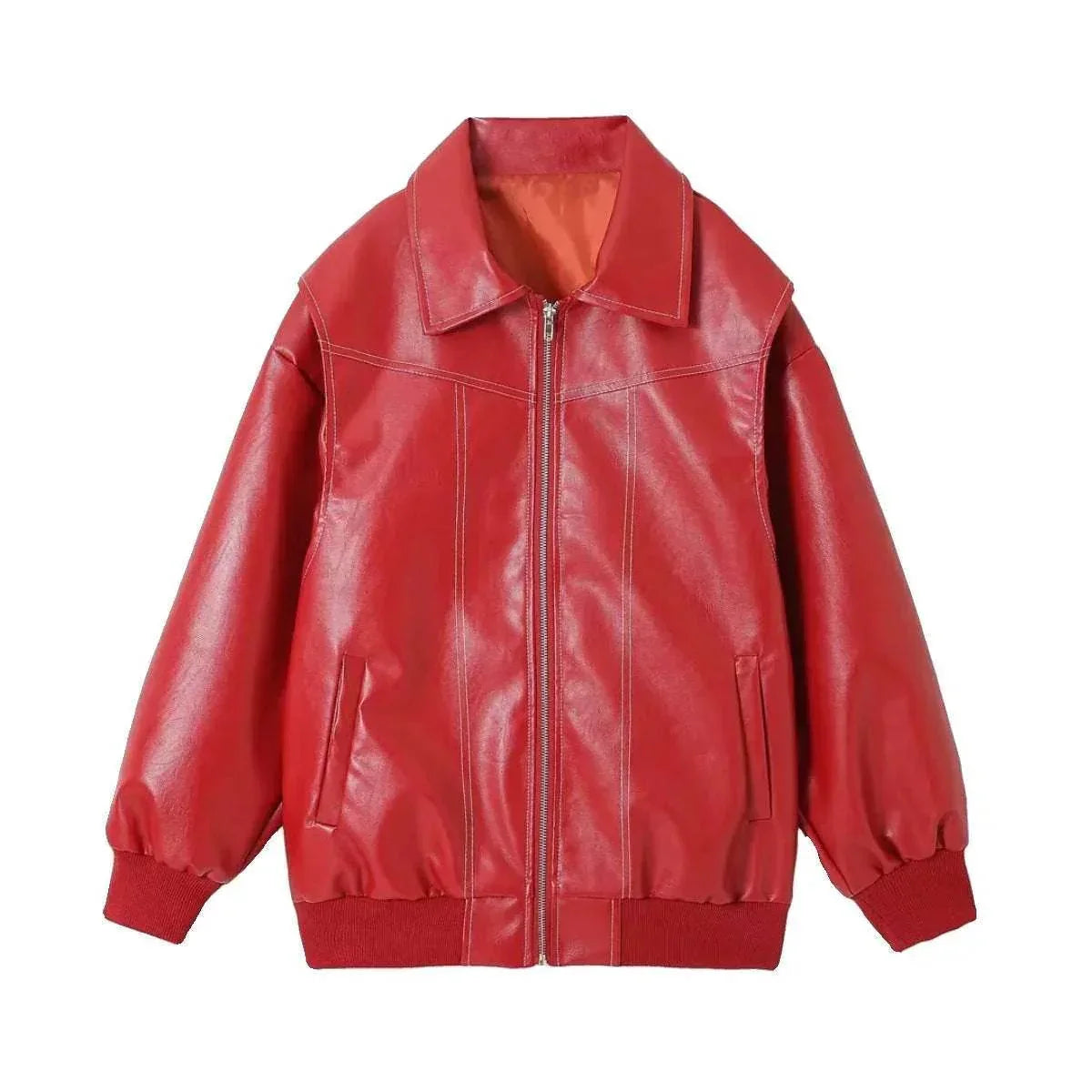 Women's Moto Biker Zip Jacket - Stylish & Sleek - ZA-Zola