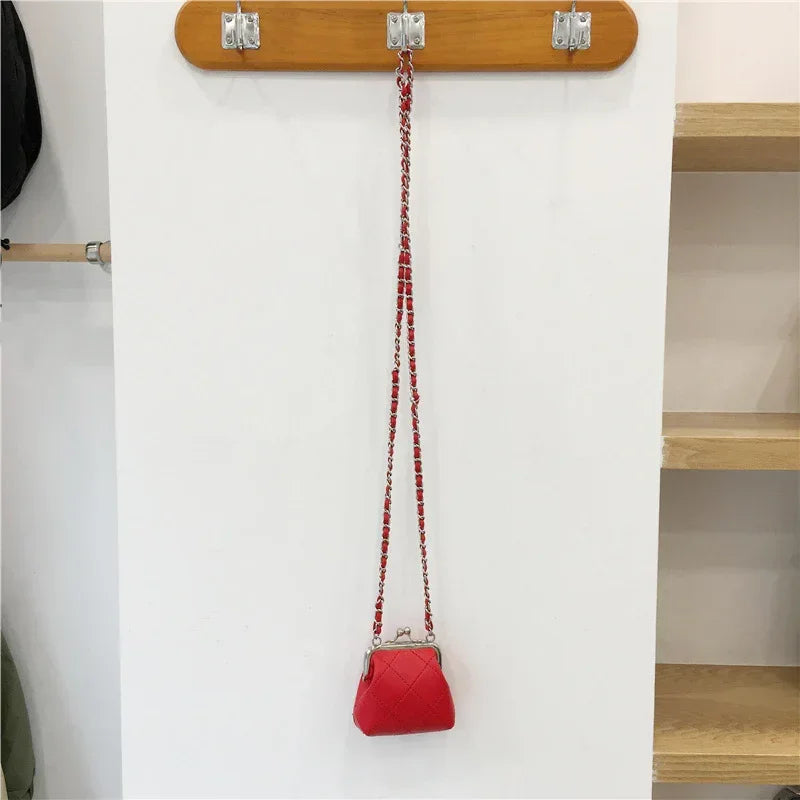 Mini Crossbody Earphone Bag with Rhombus Chain Design - ZA-Zola