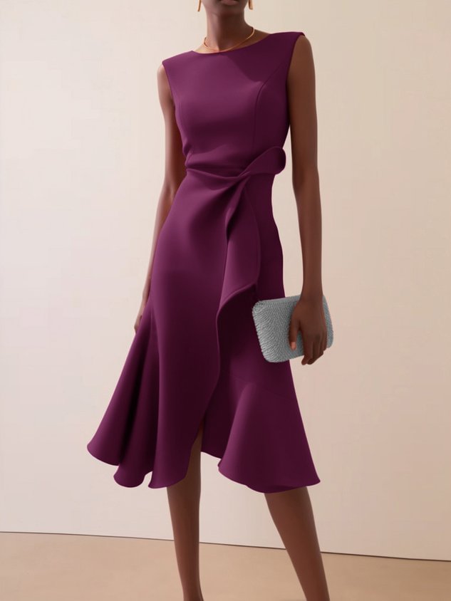 Women’s Sleeveless Round Neck Temperament Long Dress