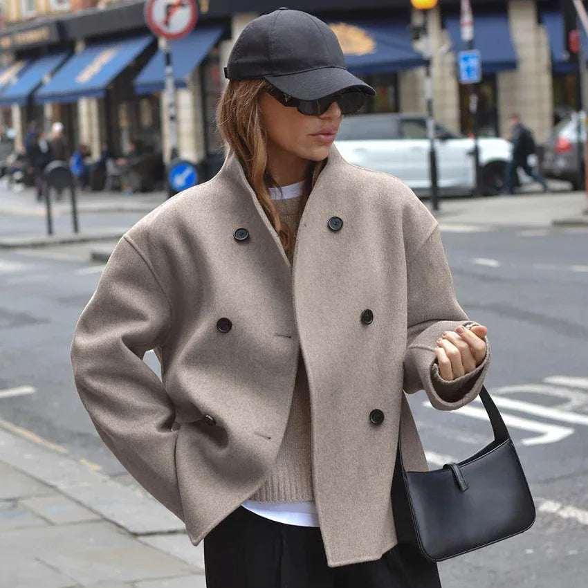 Vintage Brown Woolen Coat for Women | Elegant Winter Wear - ZA-Zola