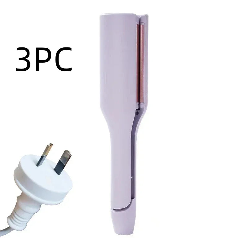 Electric hair straightener in light purple with UK plug, 3PC set shown