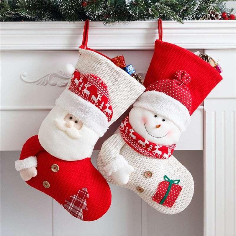 Knitted Christmas Stocking Santa Fireplace Decor - ZA-Zola