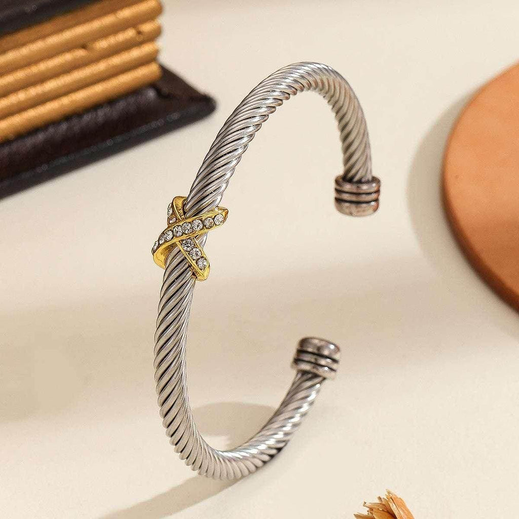Unisex 8-Character Cross Steel Wire Bracelet - ZA-Zola