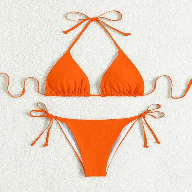 Pure Color Halter Bikini | Sexy Swimsuit – Buy Now - ZA-Zola