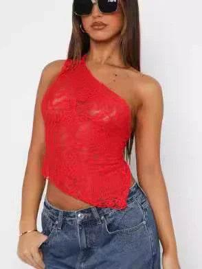 Lace Backless Asymmetrical Streetwear Top - ZA-Zola