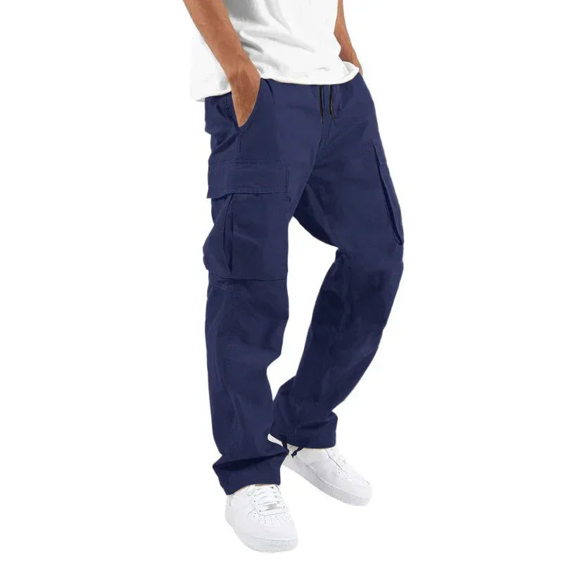 Men’s Trade Drawstring Multi-Pocket Casual Trousers – Loose Workwear Pants