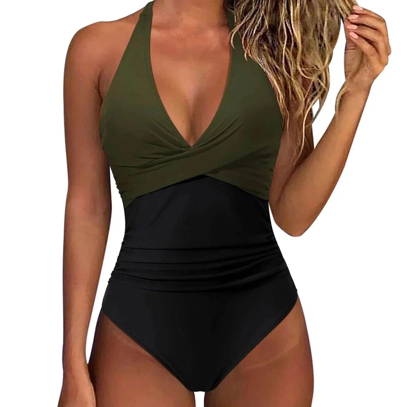 Women's Multicolor Backless Lace-up Sexy One-Piece Swimsuit - ZA-Zola