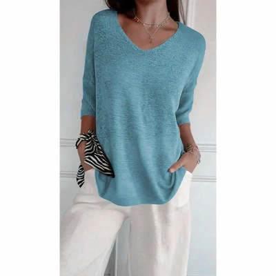 Fully Fashioned Knitwear Women’s V-Neck Sweater - ZA-Zola
