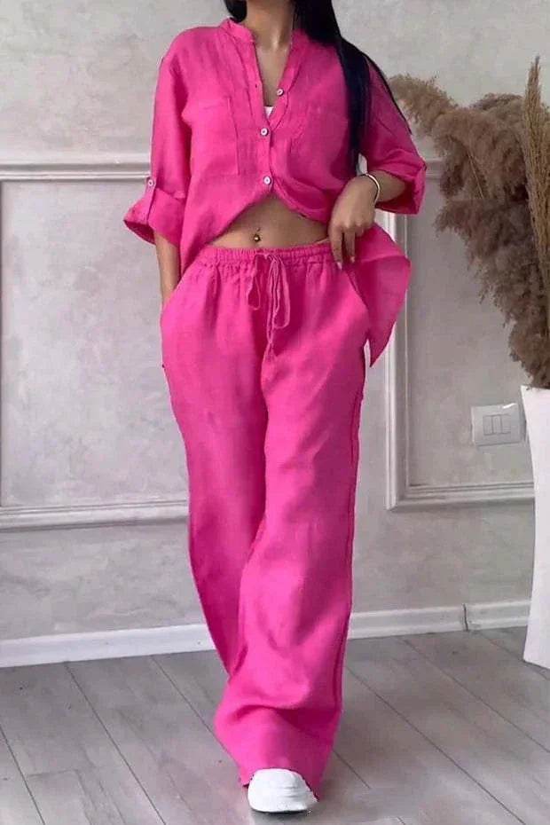 Stand Collar Lace-Up Two-Piece Set for Women - ZA-Zola