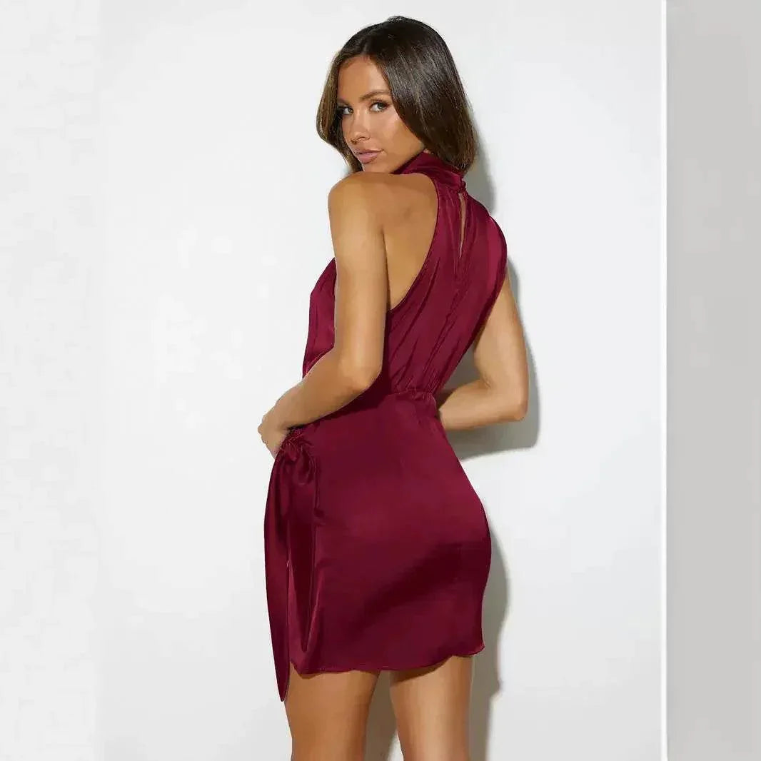 Satin Slim Fit Dress | Elegant & Chic Socialite Style - ZA-Zola