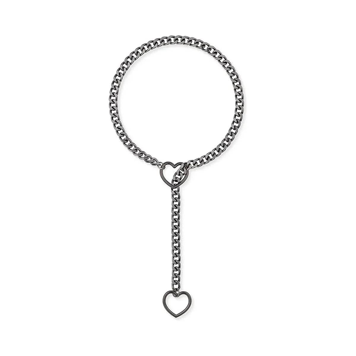 Stainless Steel Lariat Heart Necklace – Punk Rock Style - ZA-Zola