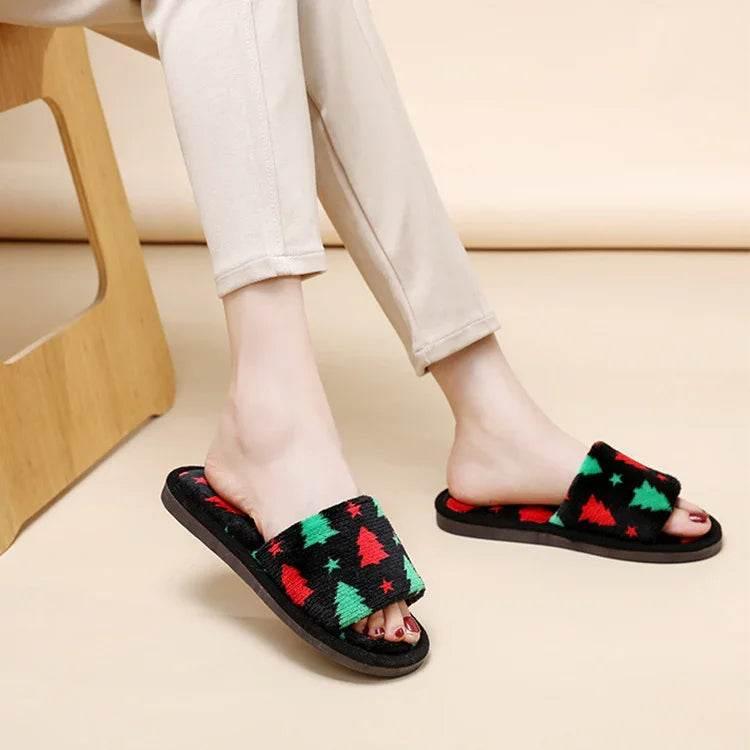 Christmas Tree Plush Slippers – Festive & Fuzzy Joy - ZA-Zola