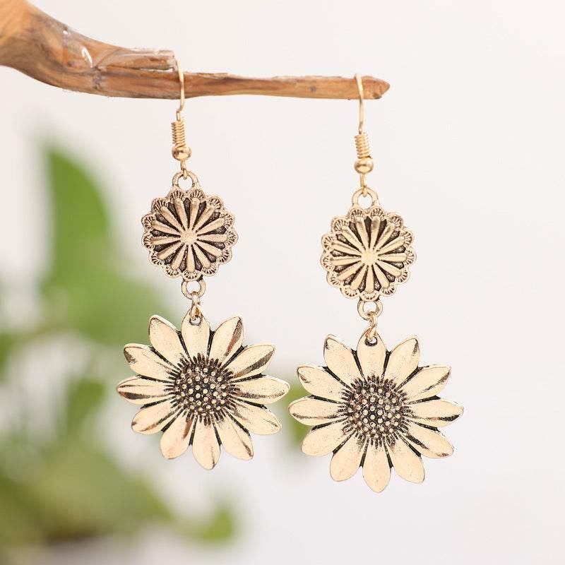 Retro Sunflower Earrings INS Fashion Jewelry for Women - ZA-Zola