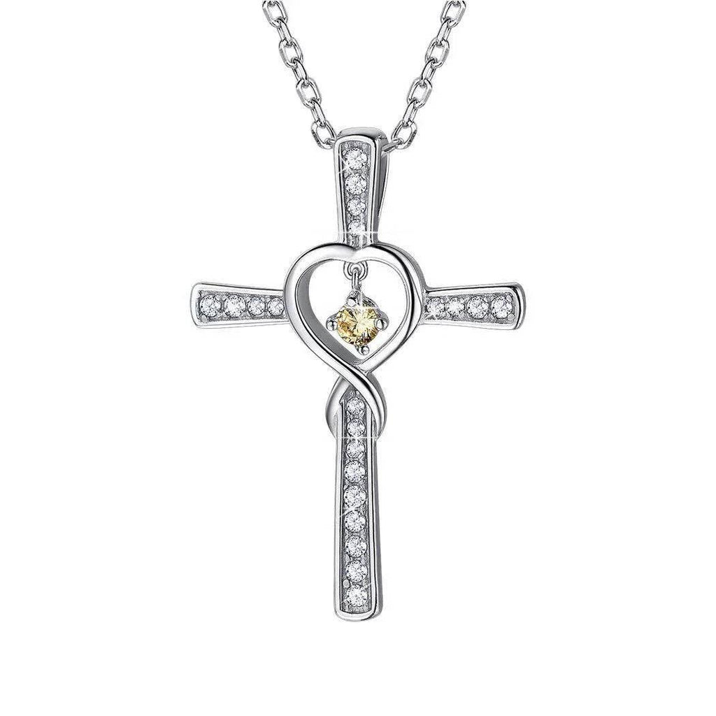 Infinity Love Birthstone Cross Necklace – Women’s Faith - ZA-Zola