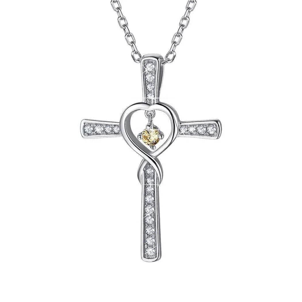 Infinity Love Birthstone Cross Necklace – Women’s Faith - ZA-Zola