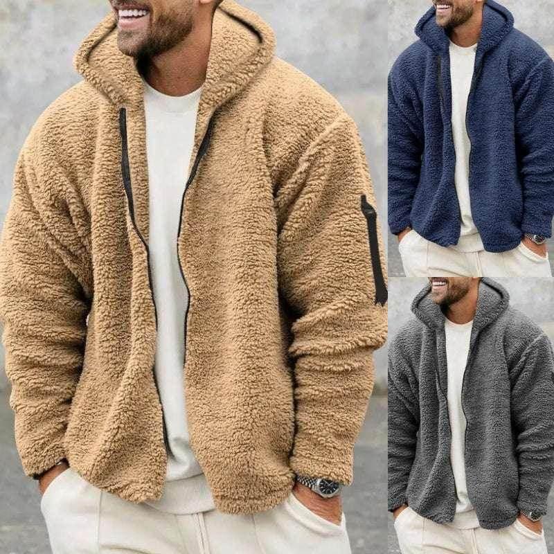 Plush Hooded Jacket – Men's Double-Sided Fleece Warm Coat - ZA-Zola
