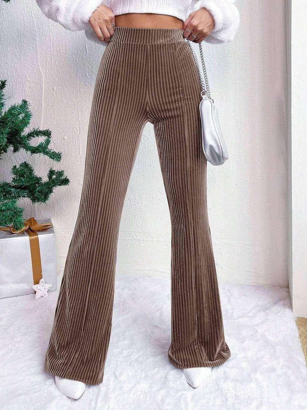 High Waist Corduroy Bell-Bottom Pants - ZA-Zola
