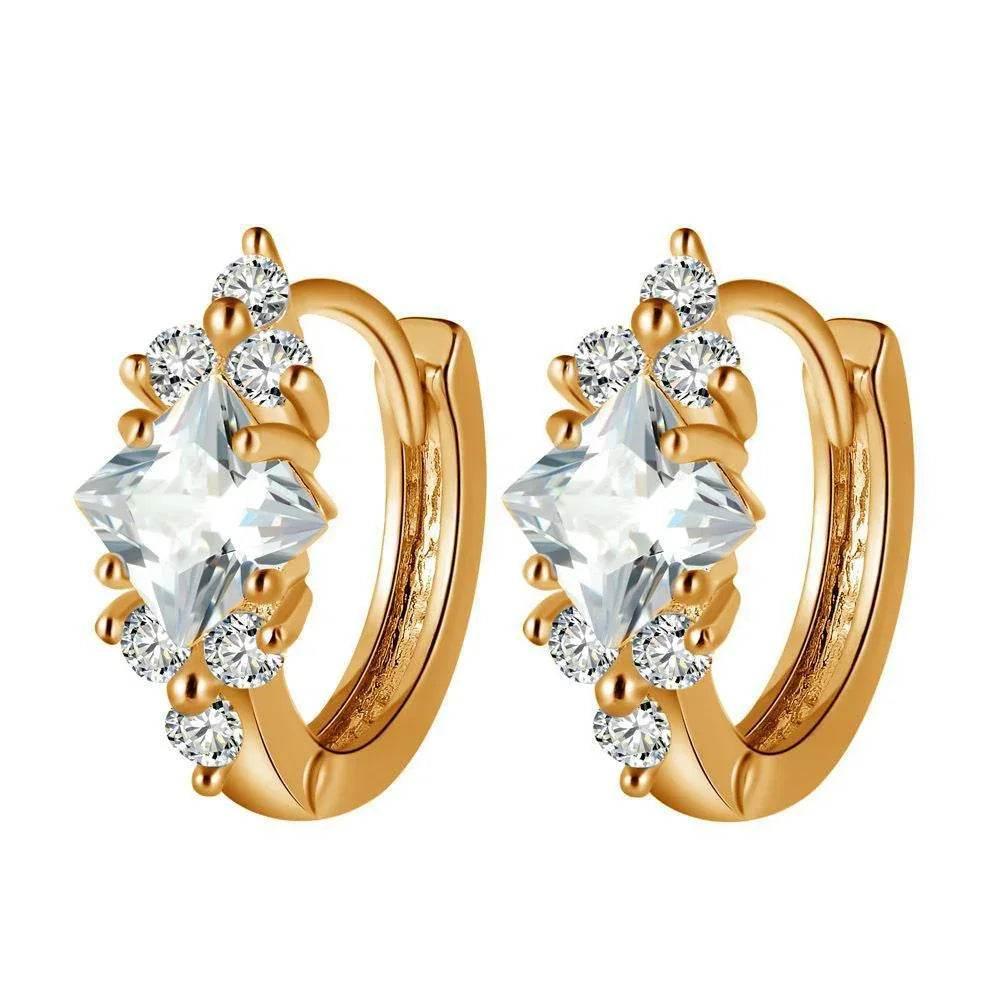 Square Zircon Geometric Earrings – Bold & Elegant - ZA-Zola