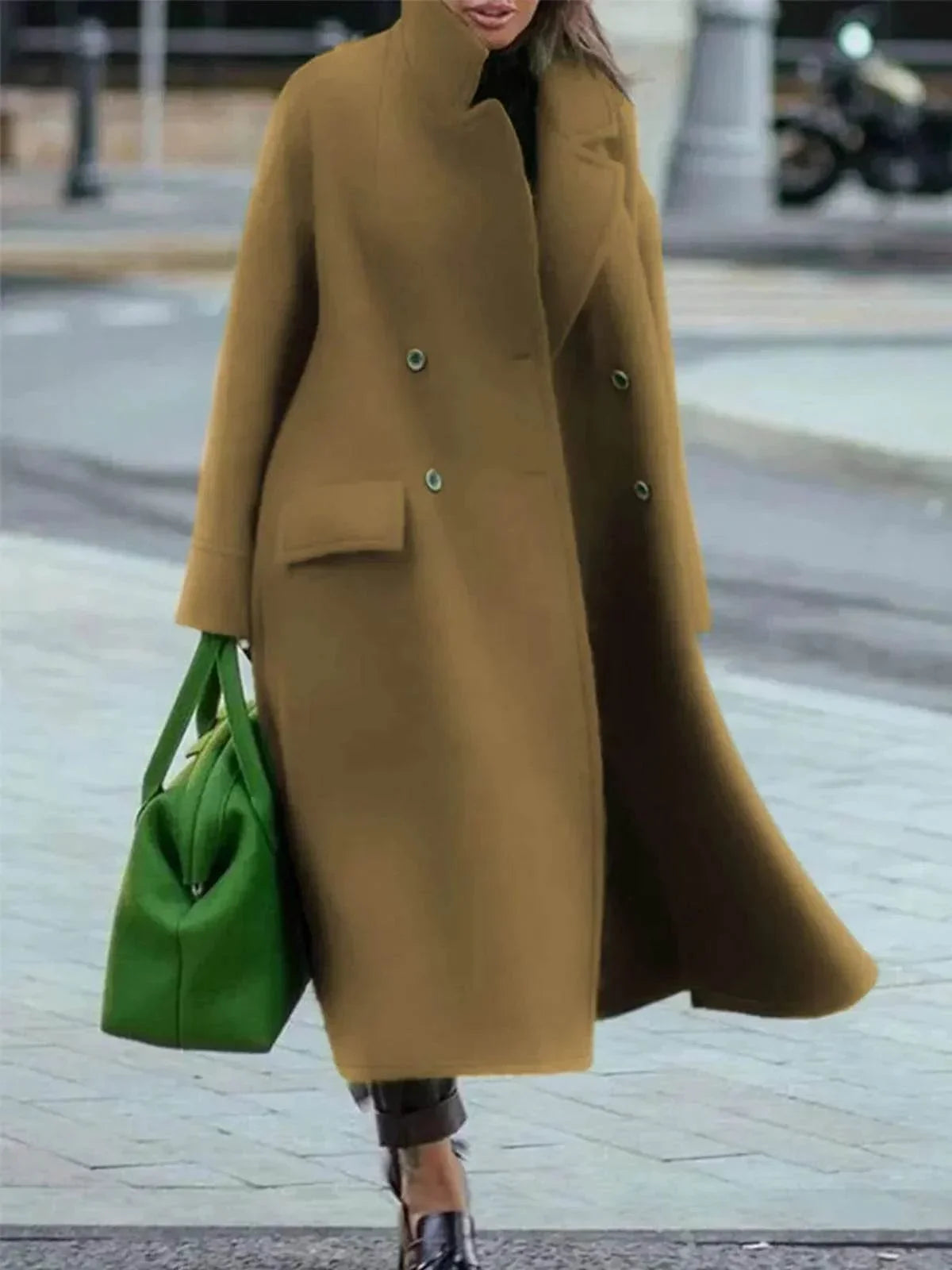 Long Woolen Coat – Solid Color Temperament Commuting Coat - ZA-Zola