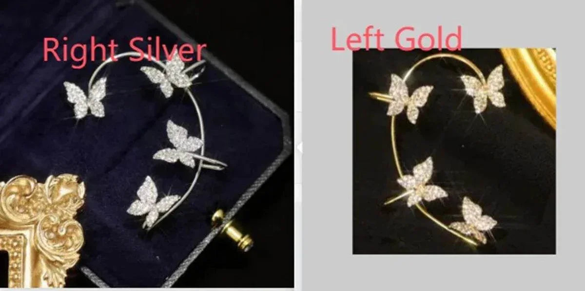 Butterfly Bow Ear Clip Earrings – Gold & Silver - ZA-Zola