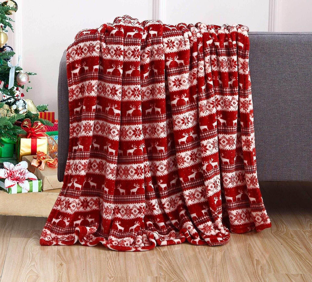 Cozy Christmas Elk & Snowman Blanket – Flannel - ZA-Zola