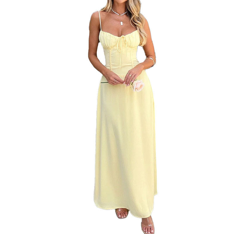 Cross-Border Women's Clothing Elegant Lace-Up Backless A-Line Dress