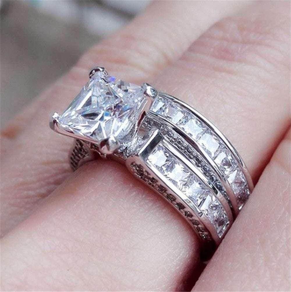 Princess Cut CZ Couple Rings – His & Her Set - ZA-Zola