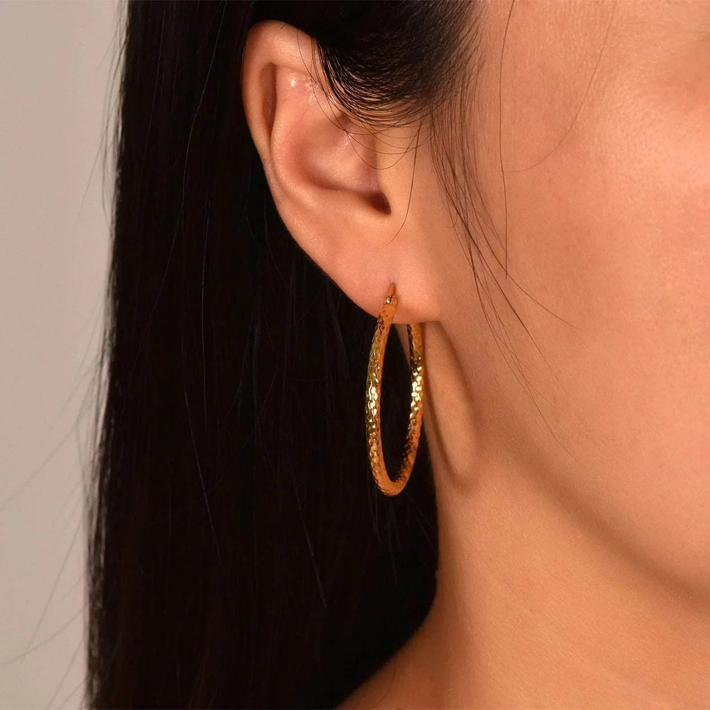 18K Gold-Plated Round Emboss Earrings for Women - ZA-Zola