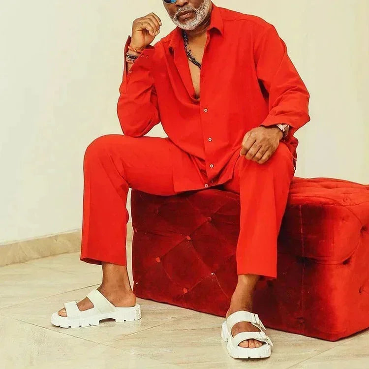 Men’s Long Sleeve Shirt & Pants Set – Autumn Winter Wear - ZA-Zola